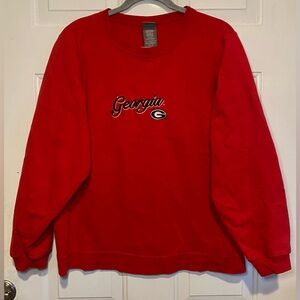 Starter Team Georgia Bulldogs Football Crewneck Pullover Sweatshirt Red Size 1X
